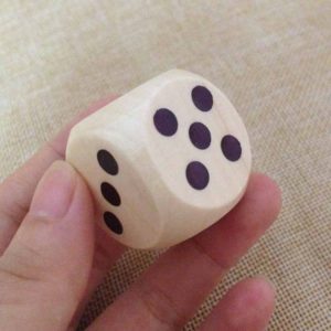 Wood Dice natural color with black dot