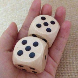 Wood Dice Big Size natural color with black dot