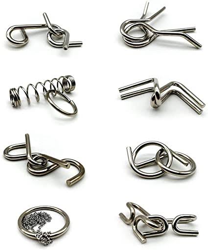 Brain Teasers Metal Wire Puzzle Set of 8